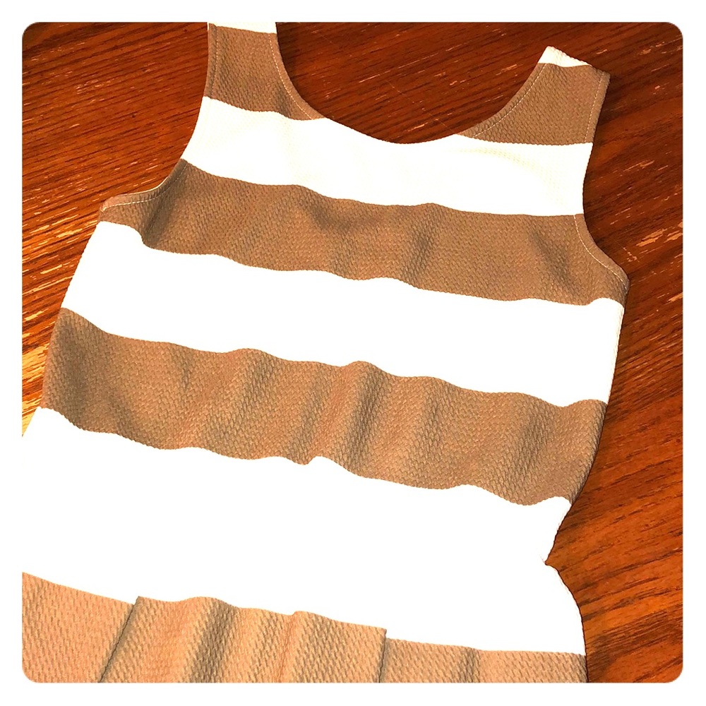Brown and White Striped Spring Dress - Picture 2 of 6